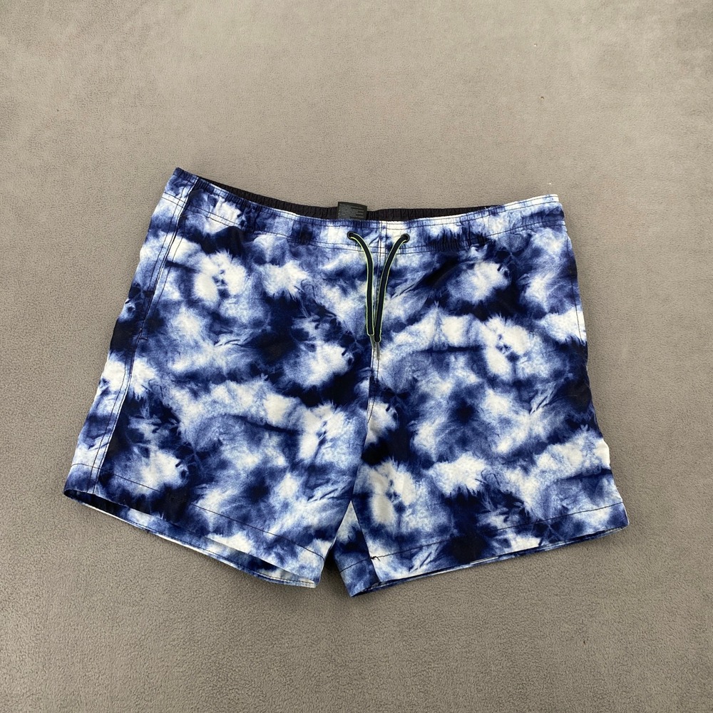 HM Mens Blue White Tie Dye Swim Trunks Mesh Lined Shorts Size M 7895